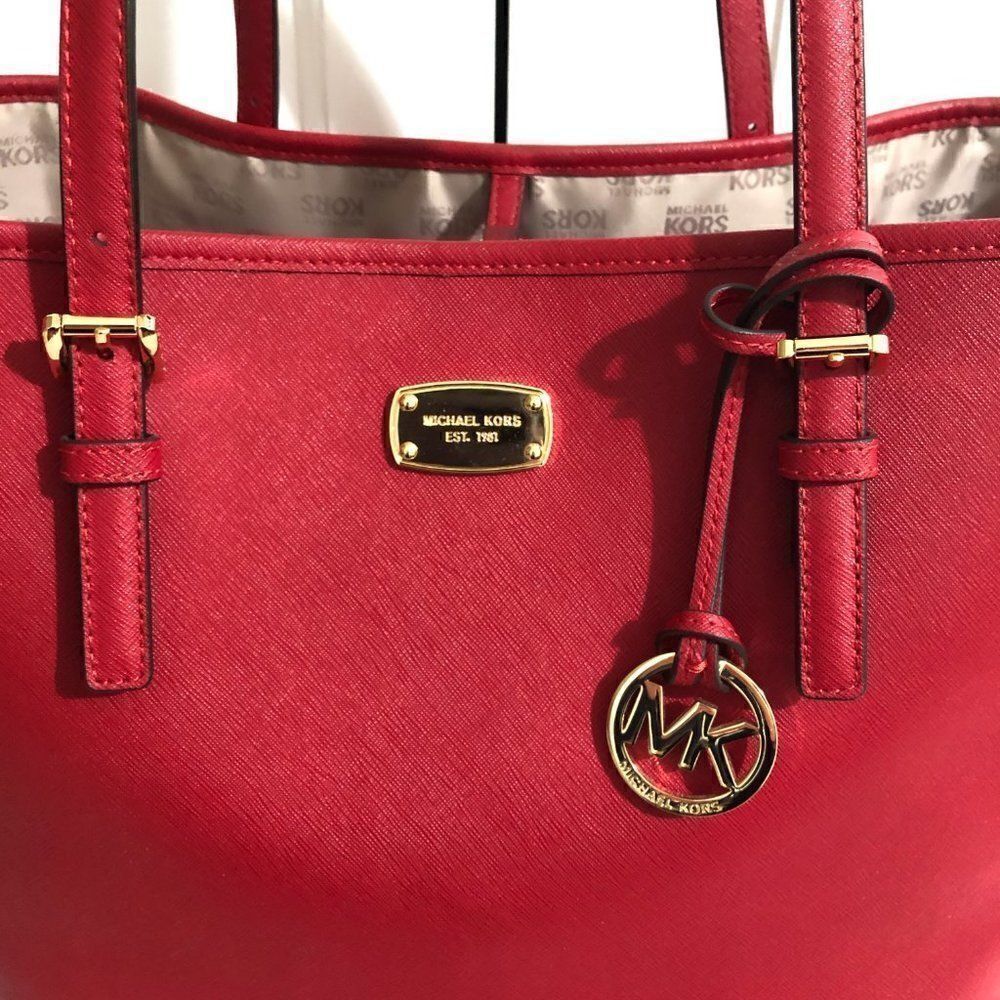 Michael Kors Jet Set Medium Tote Bag Red‎ - Picture 4 of 16